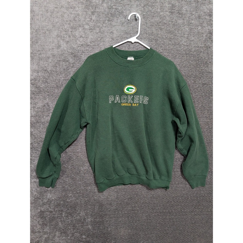 Vintage Green Bay Packers Sweatshirt Fruit of the Loom Embroidered Green XL